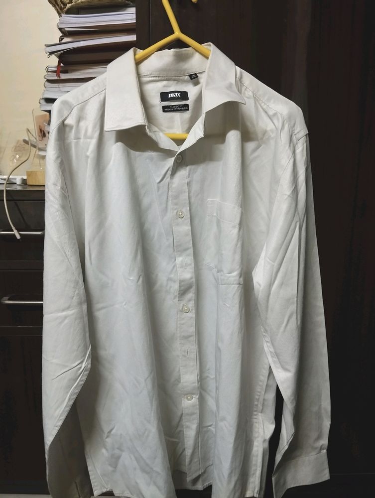 MAX premium cotton blend white shirt for men