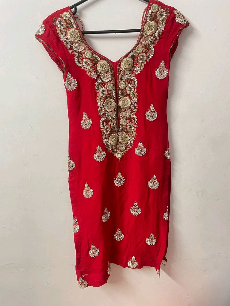 HEAVY WORKED RED KURTA FOR WOMEN