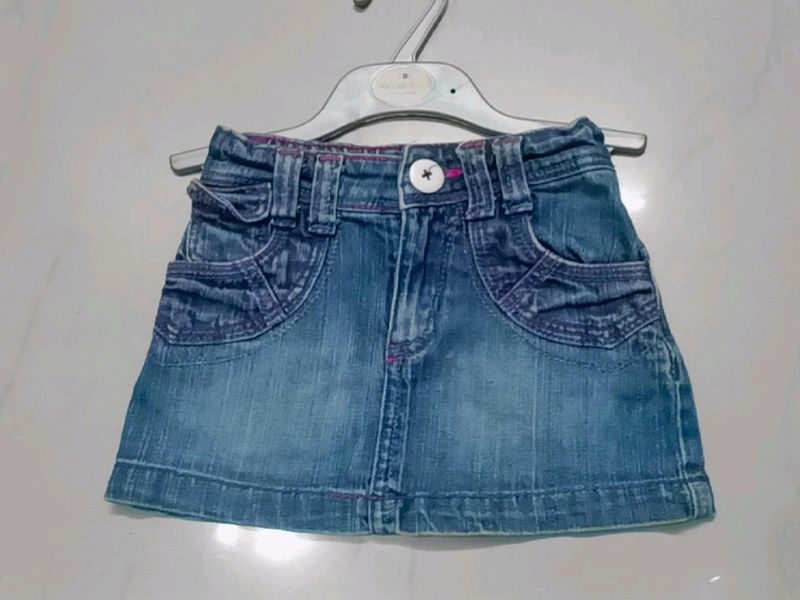 Baby Girl Denim Skirt Cum Shorts