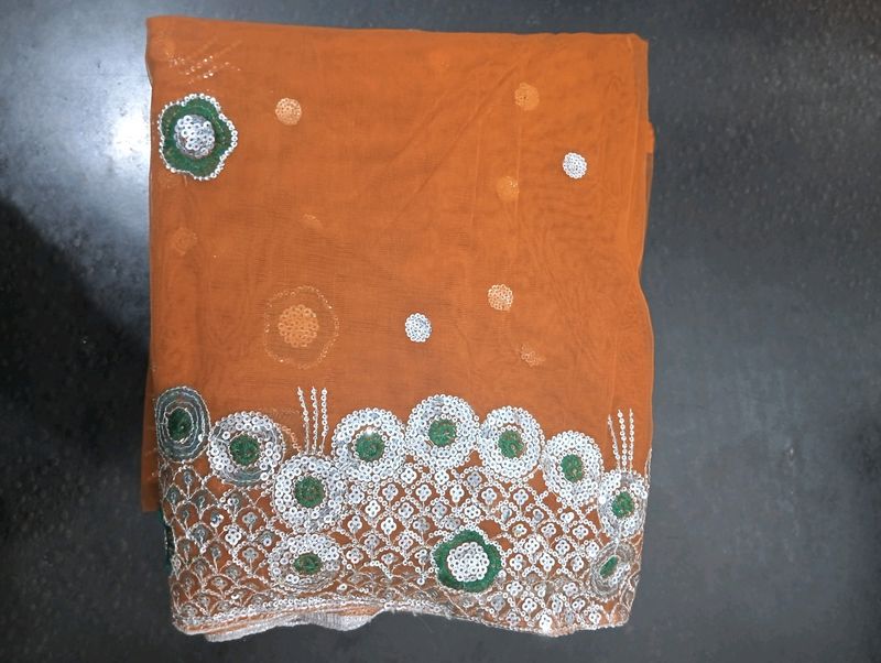 Embroidered Net Saree