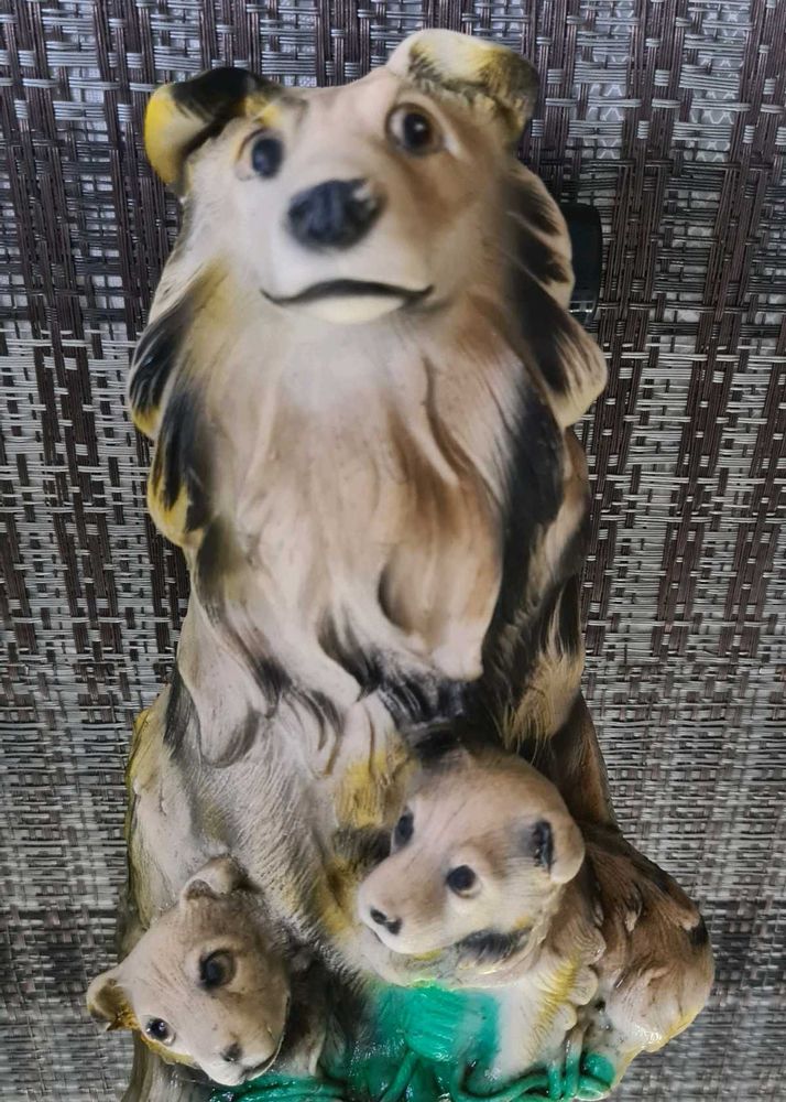 Ceramic Dog with 2 Puppies