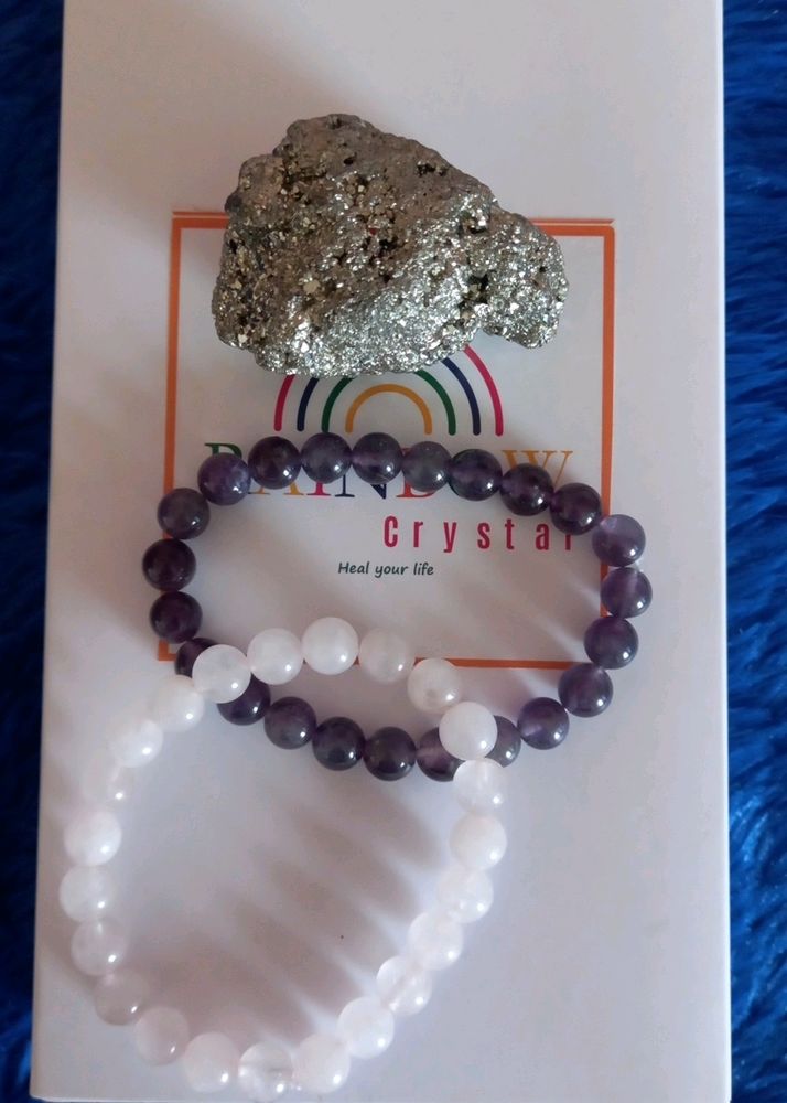 Pyrite Cluster, Rose Quartz, Amethyst Combo