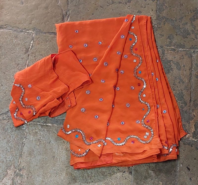 Orange Ethnic Saree