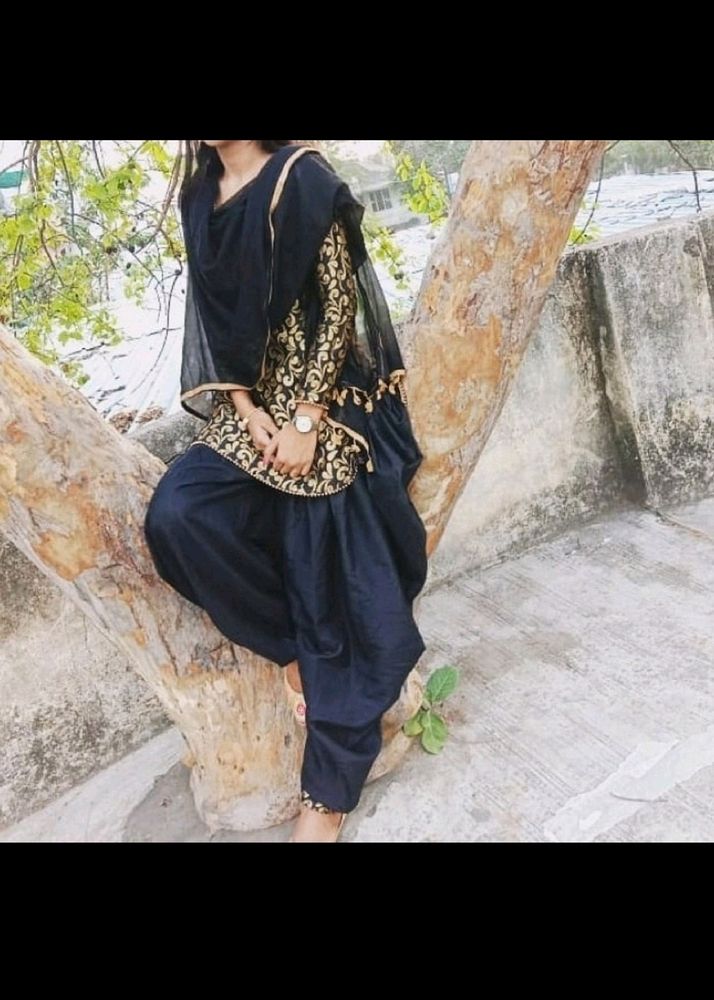 Golden &Black Salwar, Kurti Our Dupatta Set