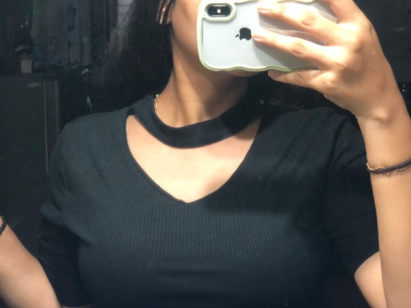 Black Choker Neck Top