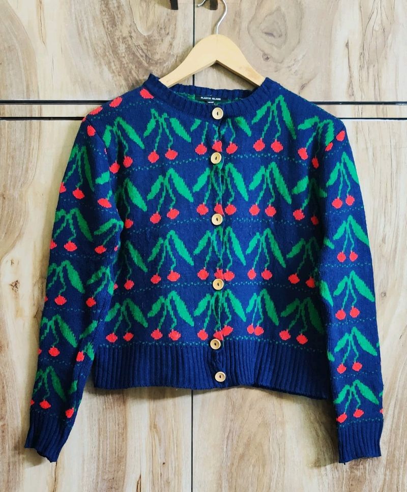 Blue & Green Cardigan Size-36-38