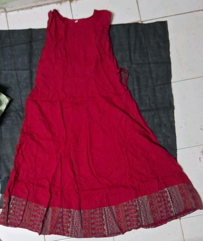 Long Anarkali Type Plain Kurta