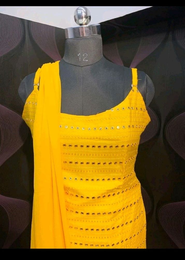 mirror wear yellow kurta set