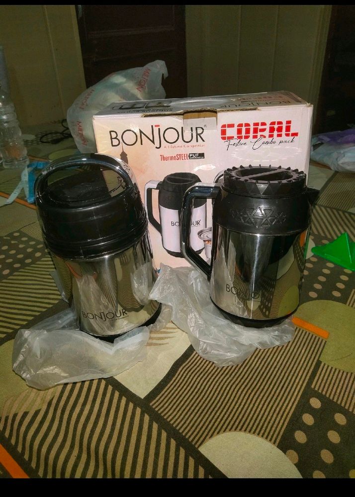 Combo Of Tiffin And Kettle New Set