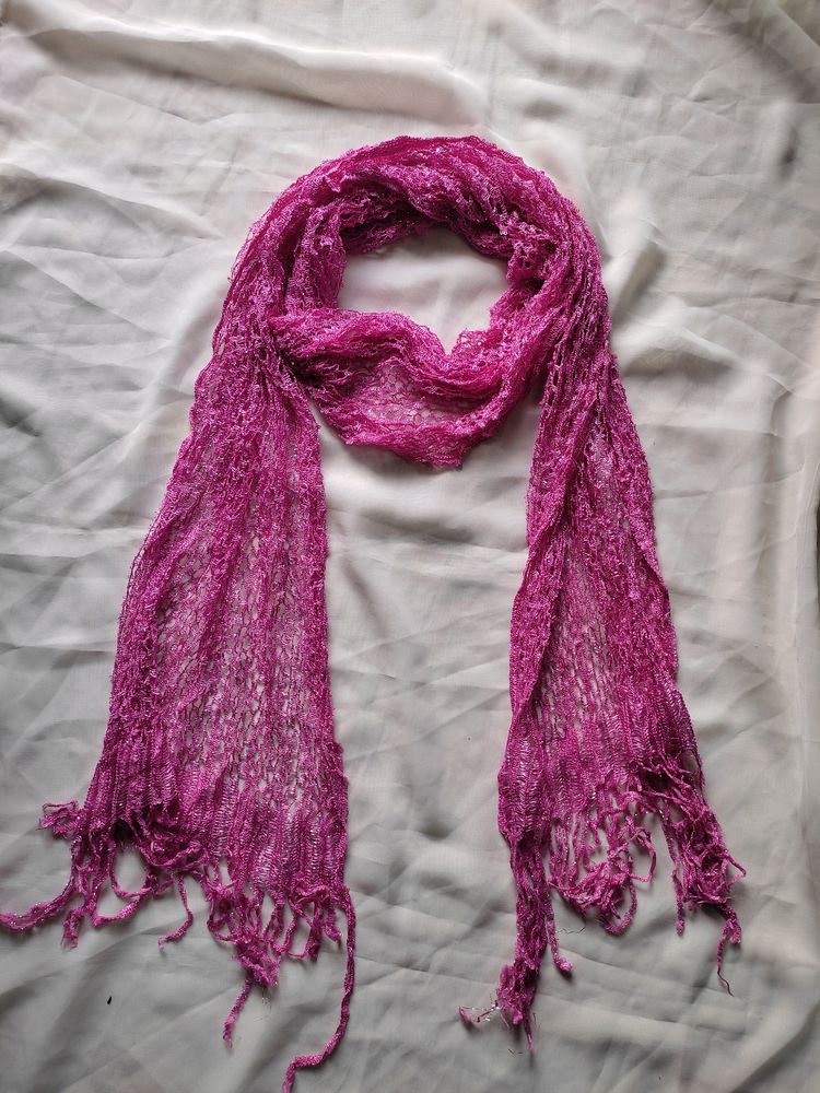 Pink Crochet Stole