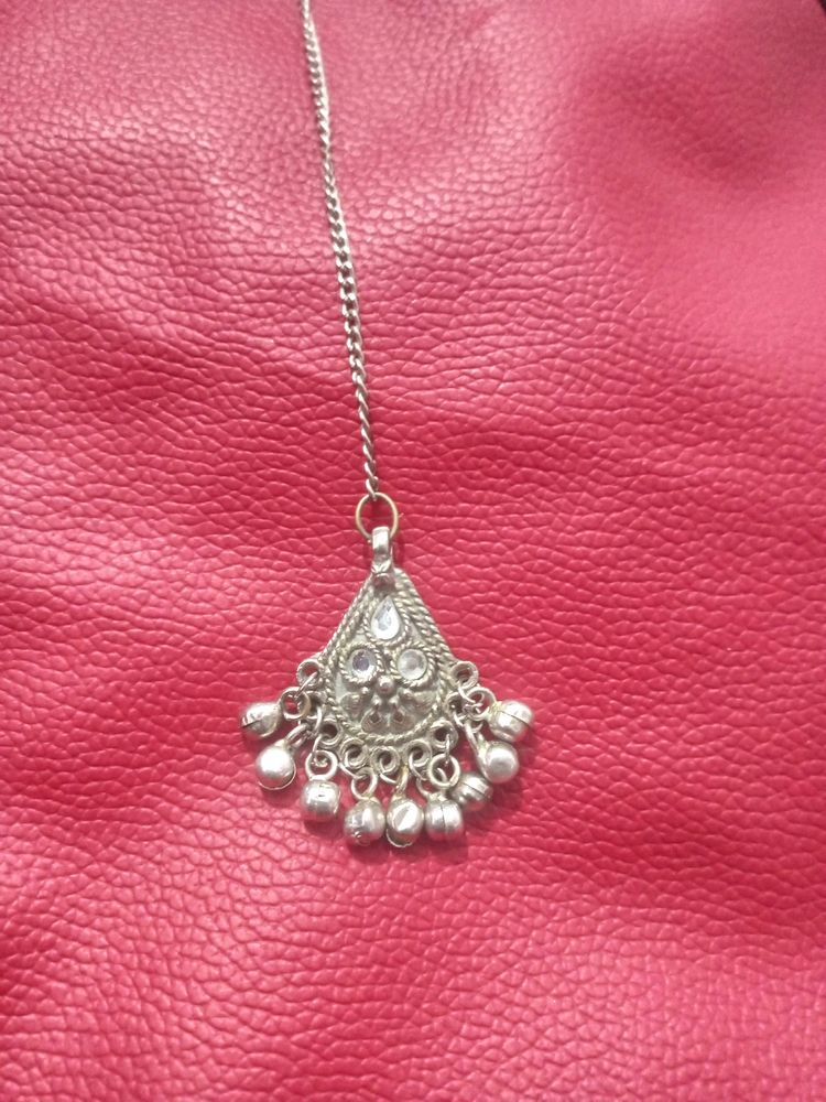 Silver Oxidised Mang Tika