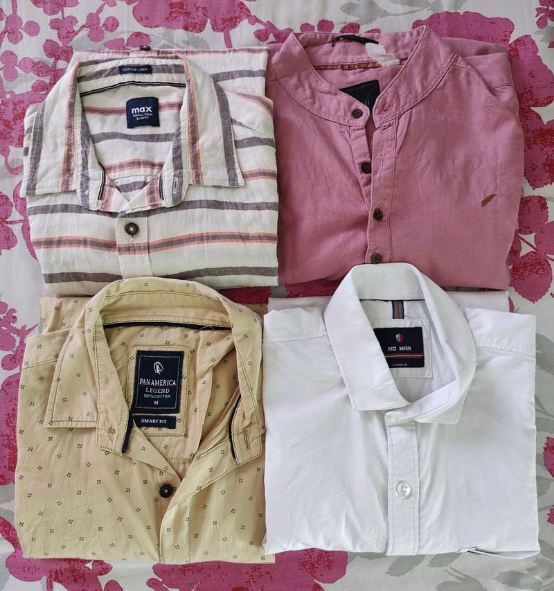 4 Full Sleeve Cotton Shirts For Men