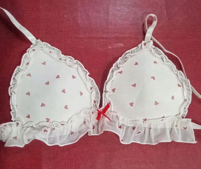 Heart printed Flat Type Bra