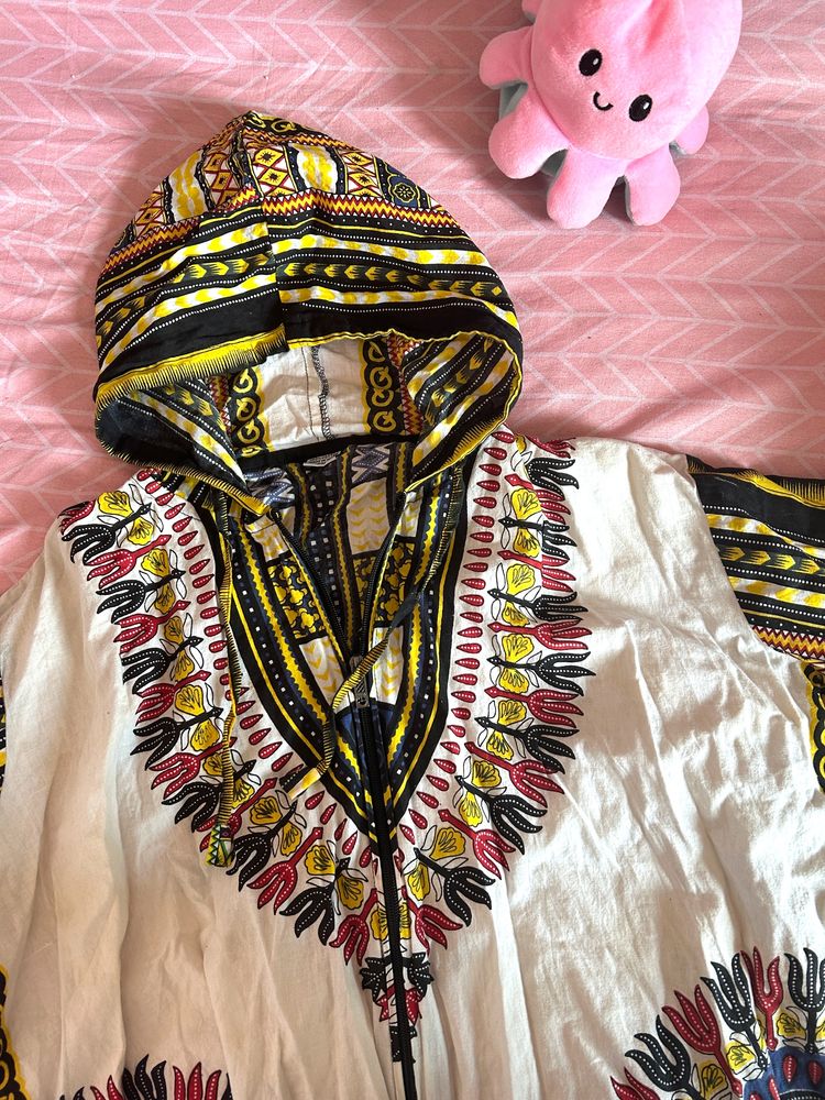 White Dashiki Print Unisex Jacket 🤍