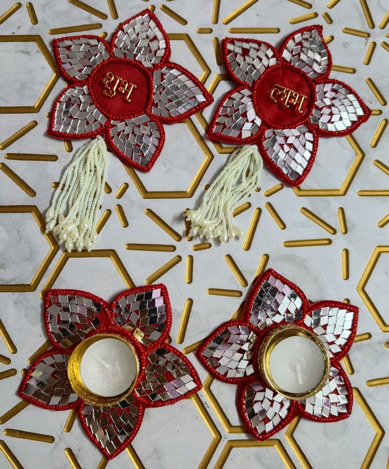 Set Of 2 Diya With Shubh Labh