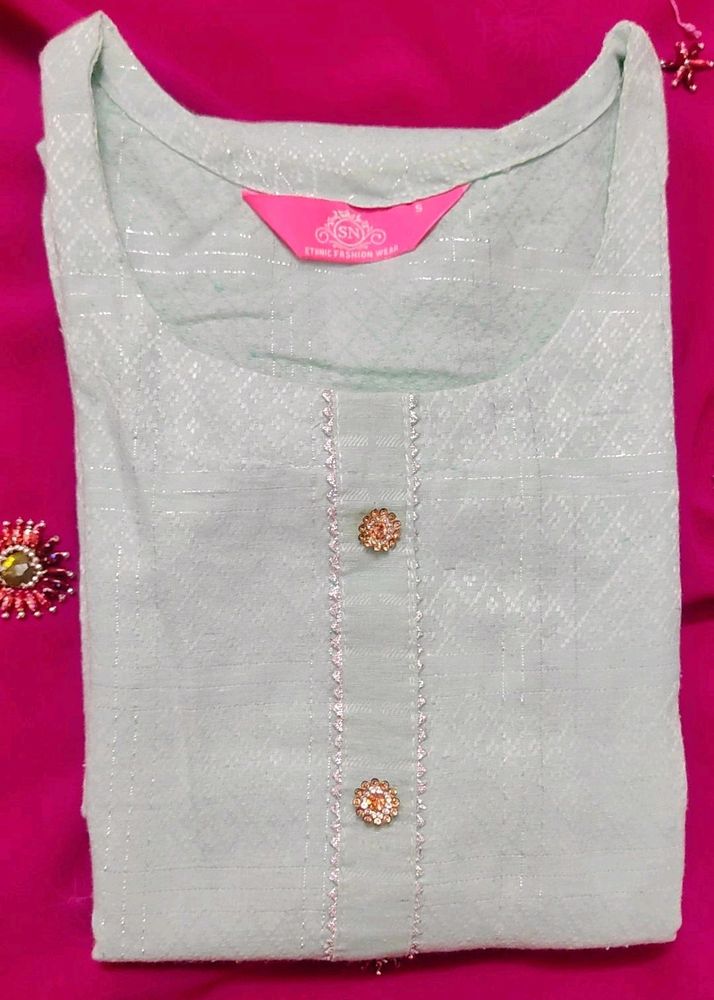 Light Green Zari Work Kurti