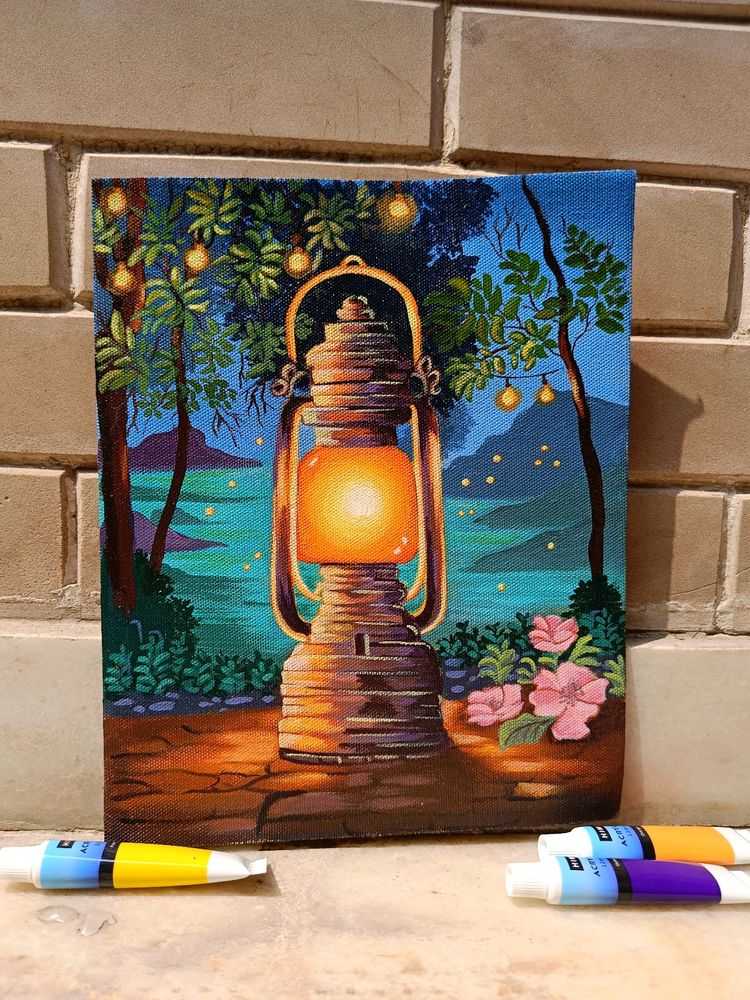 Lantern Painting On Canvas Sheet