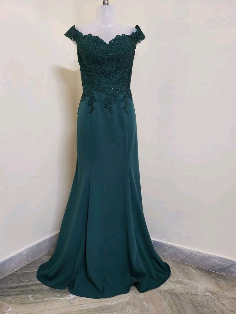 Bottle Green Long Gown