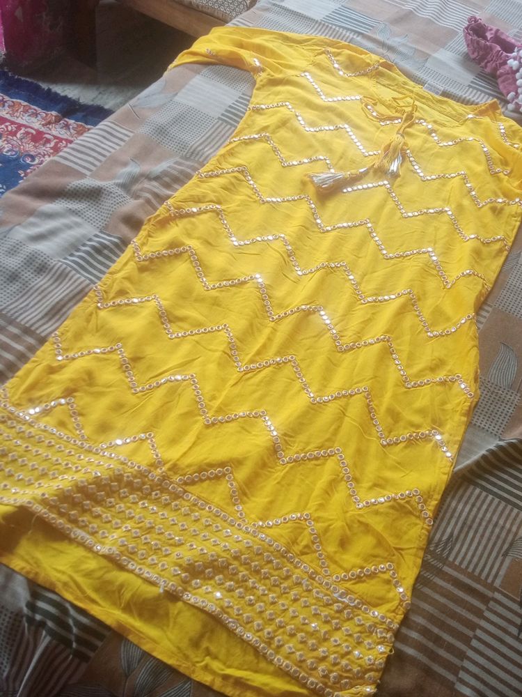 Yellow Kurta Sharara With Dupatta