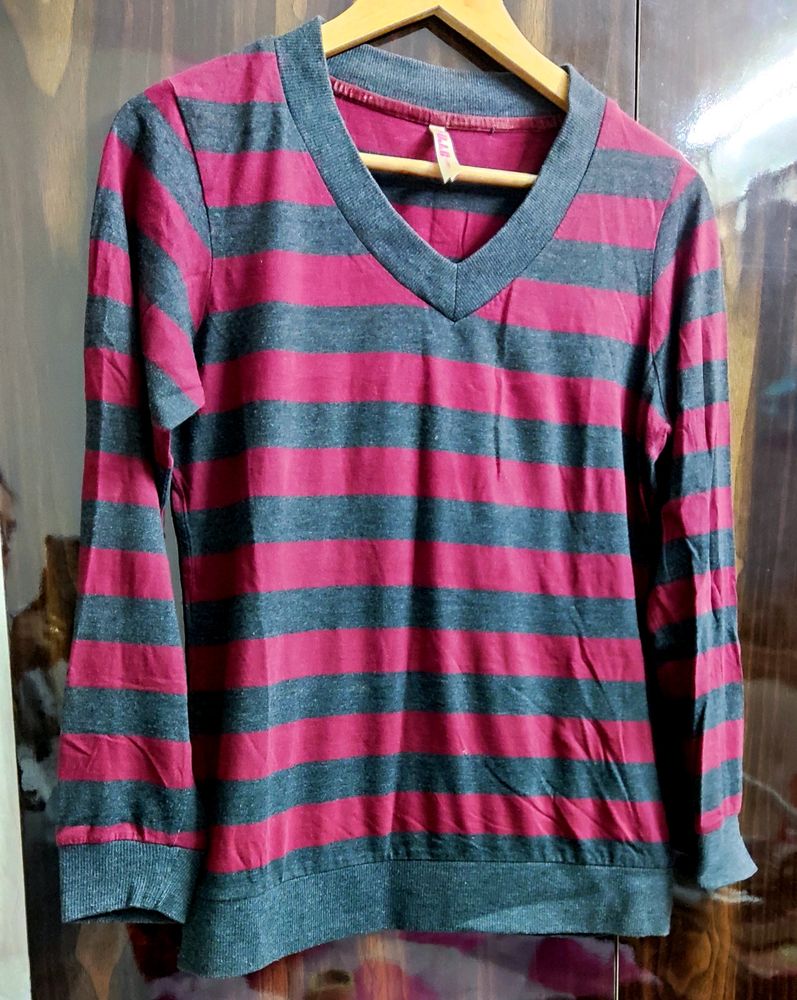 Burgundy Stripe Sweater