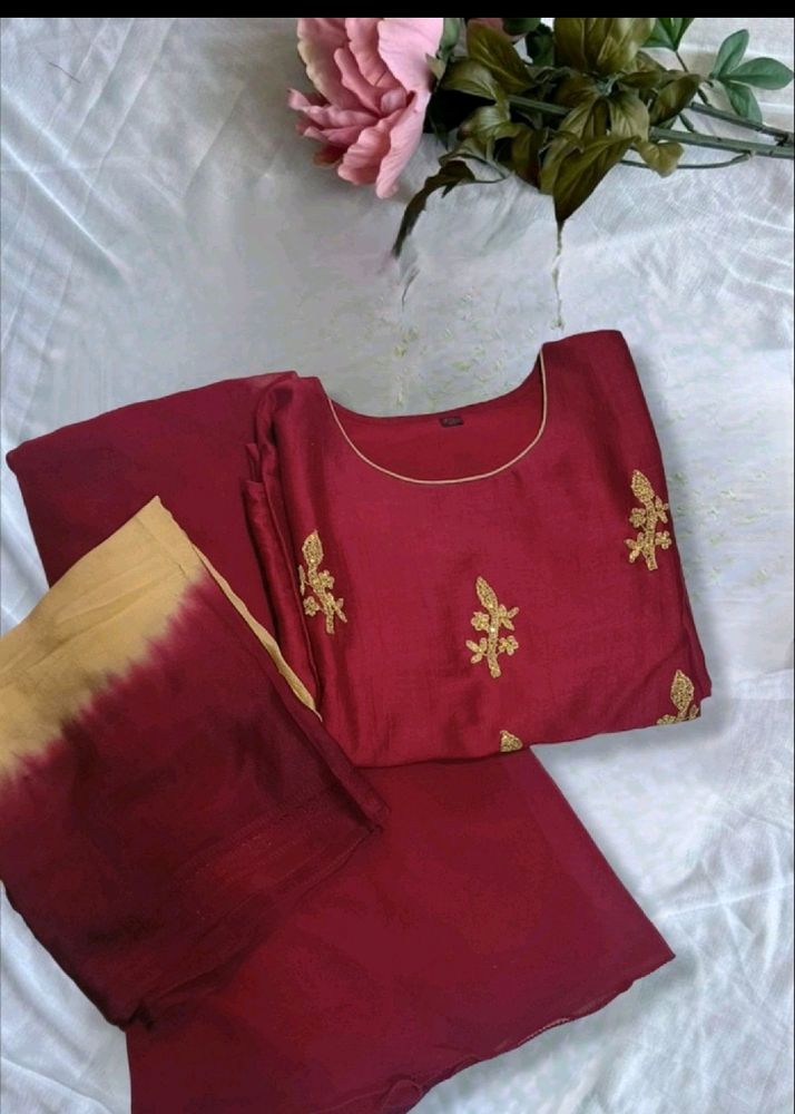 Kurti Skirt Full Set With Shaded Dupatta