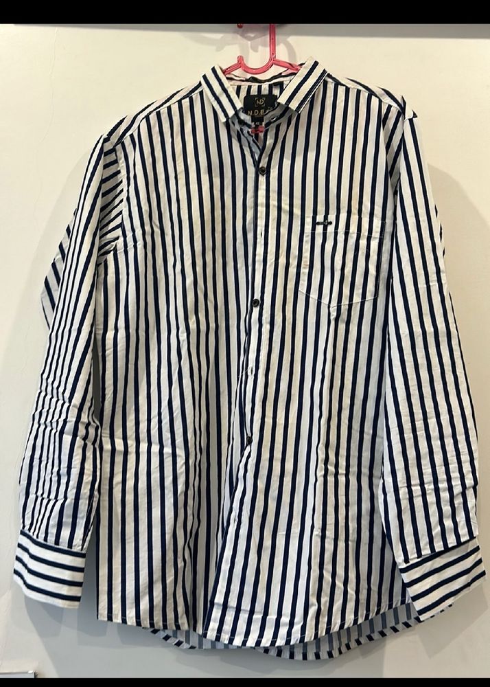 White Blue Strips  Shirt XL