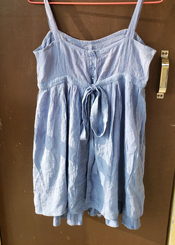 Baby Blue Dress With Waist Tie