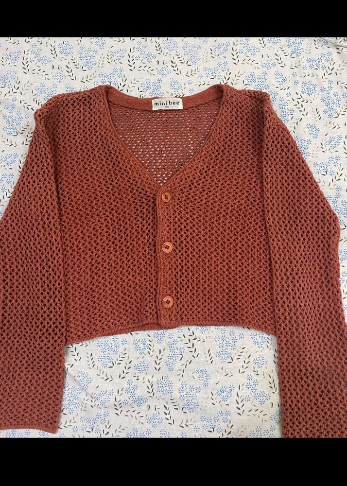 Rust Mini Bee Cardigan Top