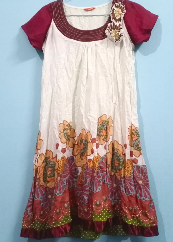 White Maroon Kurti