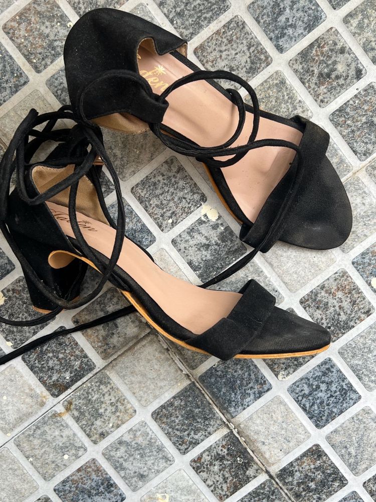 Tie Up Block Heels For Women .