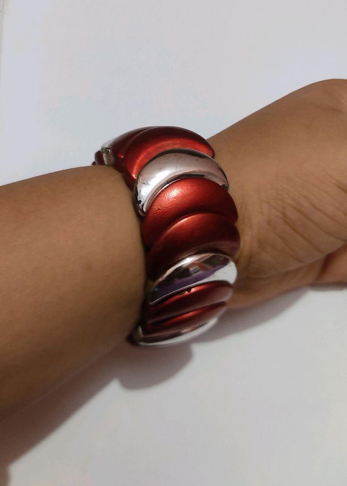 Silver & Maroon Colour Bracelet