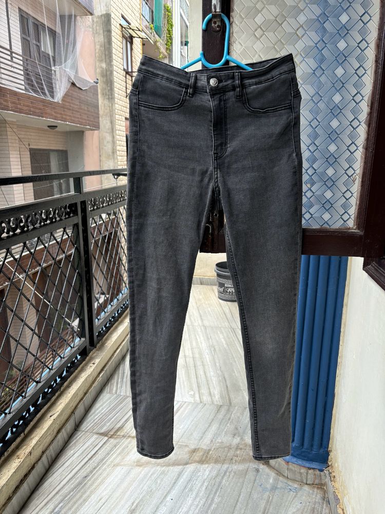 H&m Grey Skinny High Waist Jeans