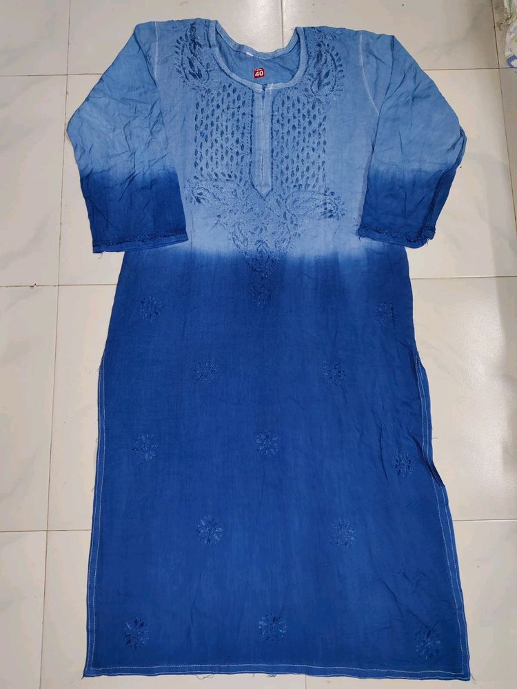 Denim Chickankari Kurti