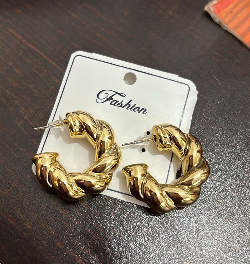 Curly Twisted Gold Statement Earrings