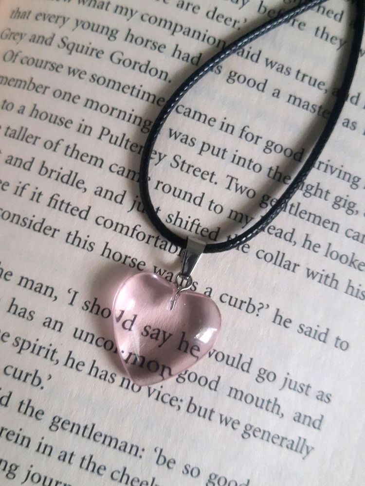 Transparent Pink Heart Jelly Pendant With Chord