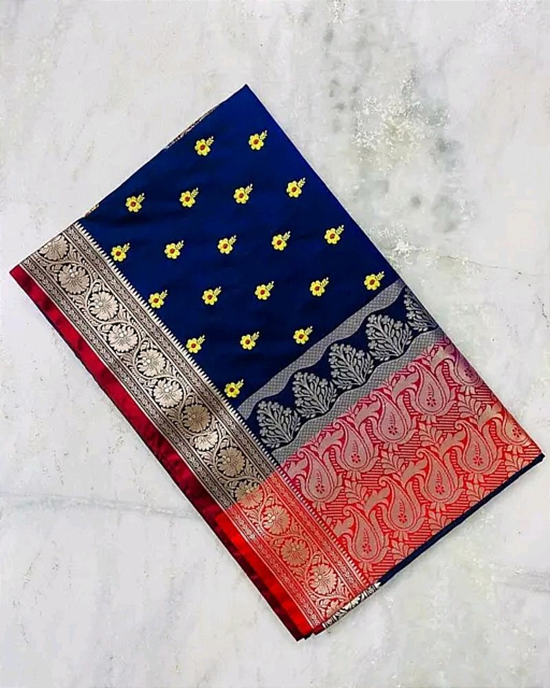 Banarasi Satin Silk Saree With Embroidery Work