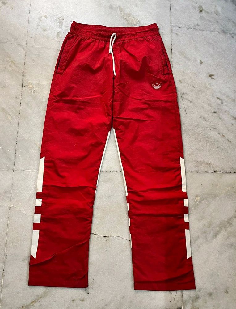 ADIDAS ORIGINALS RED BIG TREFOIL TRACKPANTS