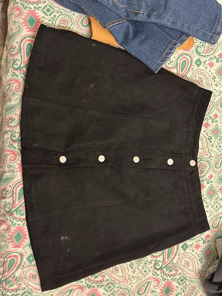 H&M Black Suede Skirt