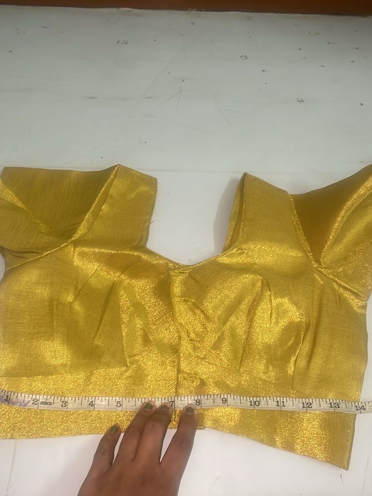 Half Cuttory Golden Blouse(Tailour Stitched)