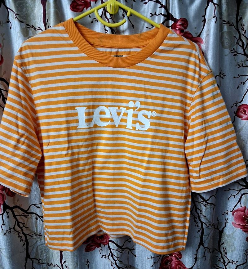 Orange Color Levi's Women Casual Tshirt