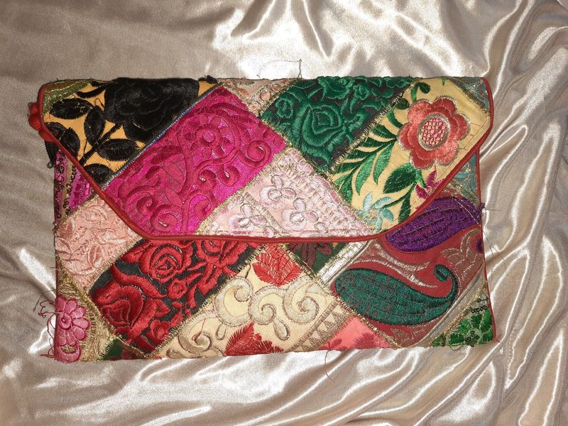 Pretty Embroidered Multicolour Clutch/sling Bag With  Big Storage