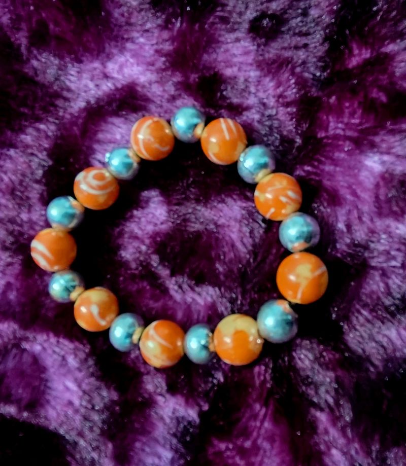 Orange Bead Strechable Braclet