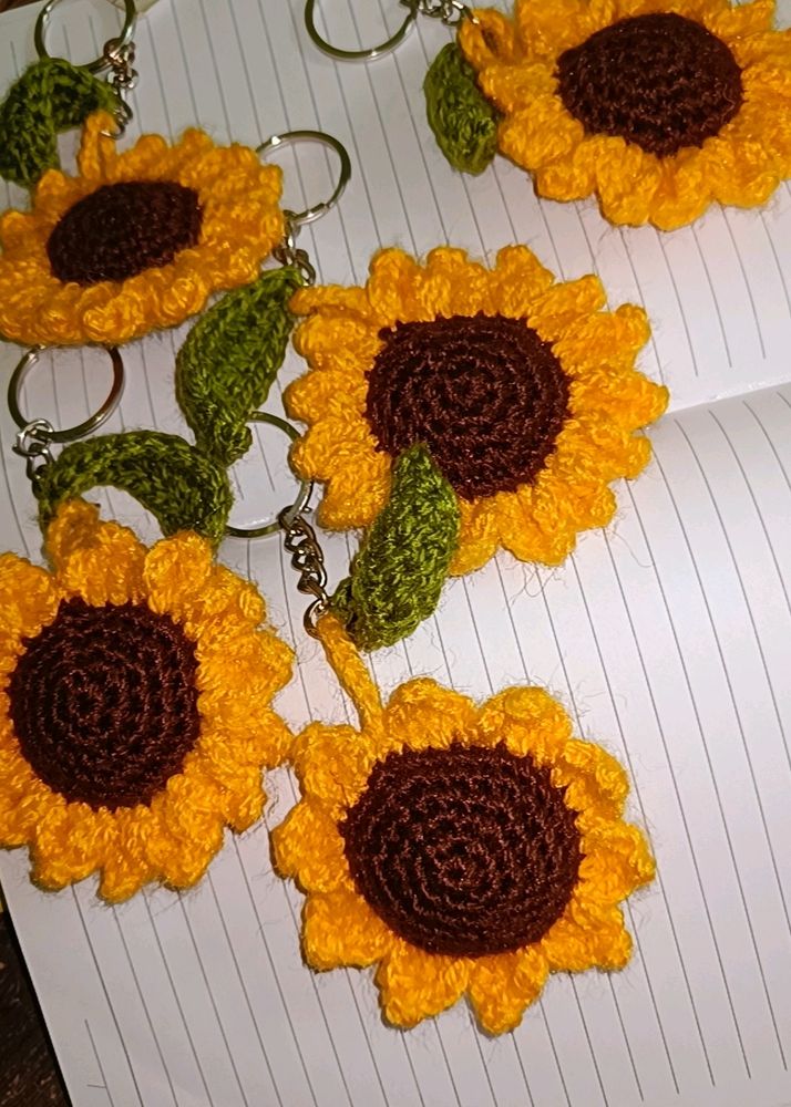 Crochet sunflower Keychain