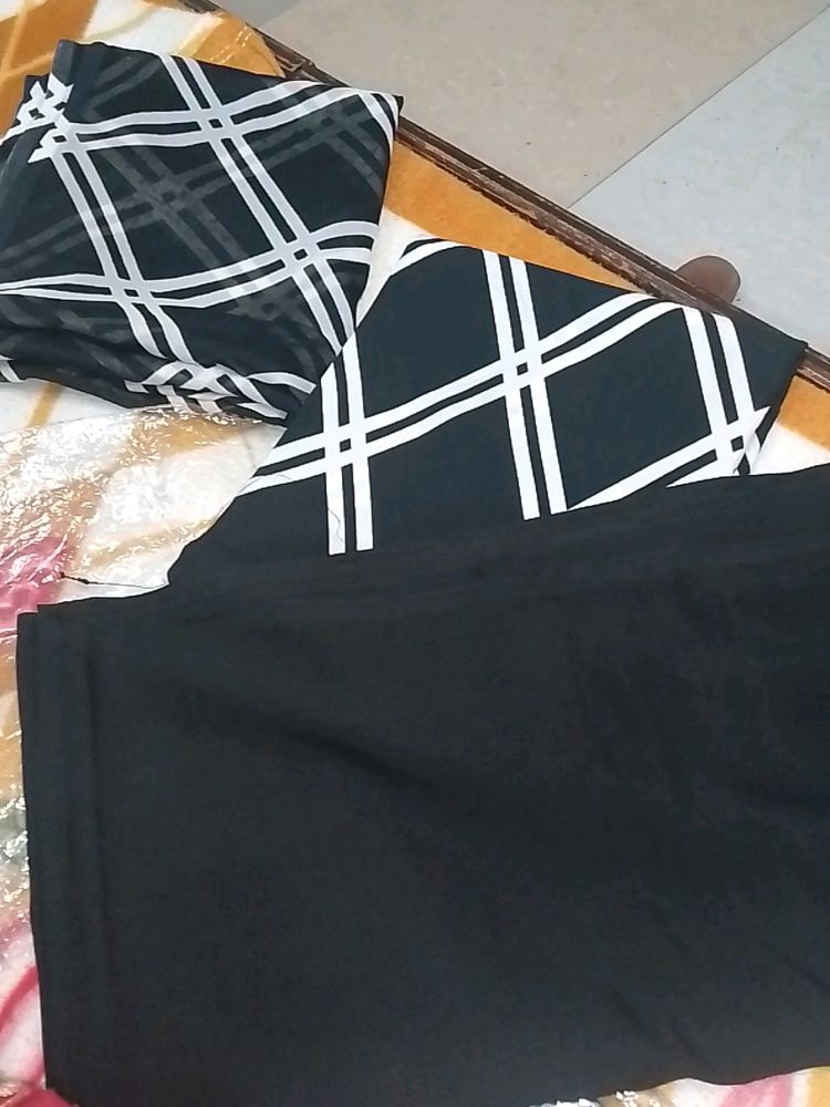 Black And White Unstitched Dress Material