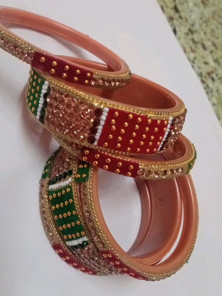 Velvet Beautiful Bangles...Green And Maroon...