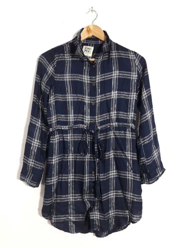 Navy Blue Checks Dress ( Women's )