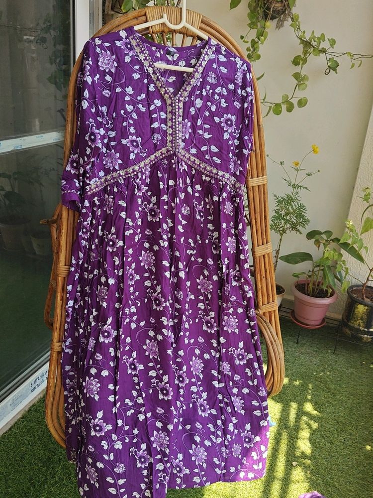 Alia Cut Purple Floral Kurta