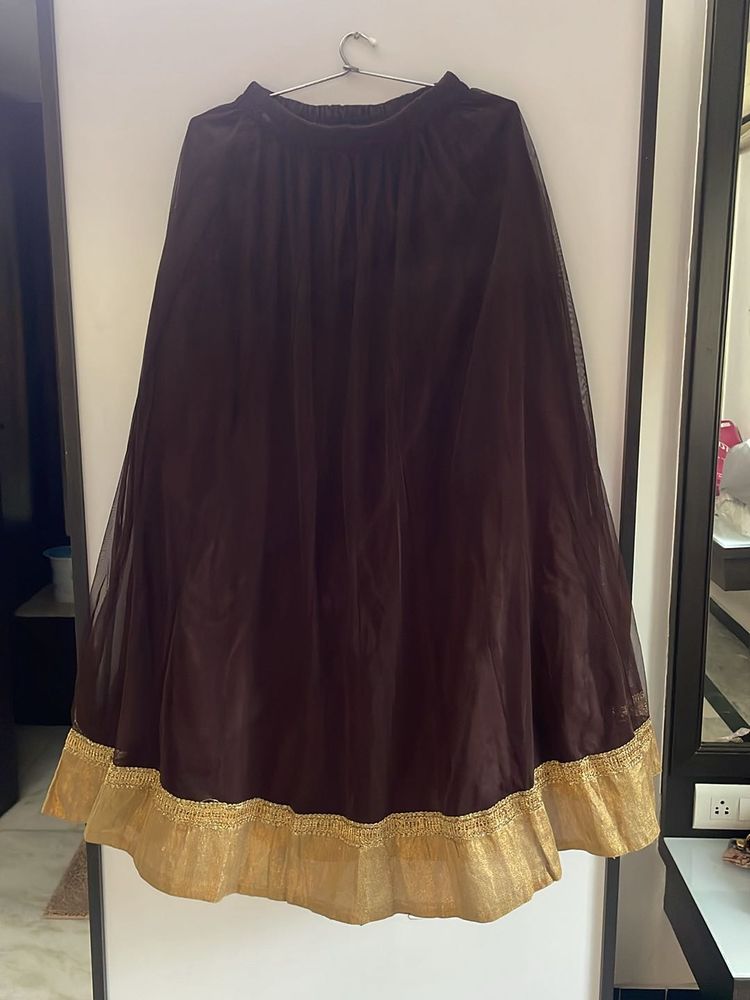 Dark Brown Skirt With Golden Border