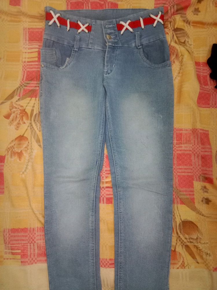 Denim Jeans For Women In Sky-blue Colour