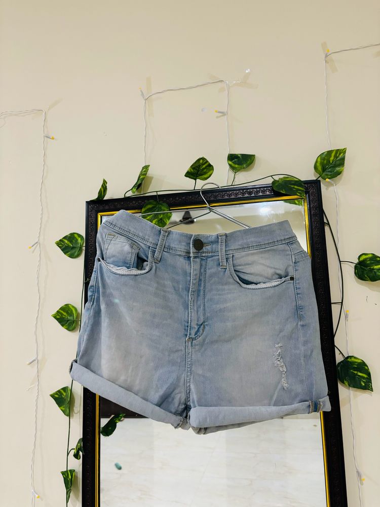 Women High Rise Denim Shorts